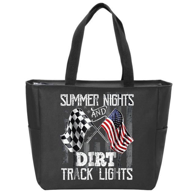 Summer Nights And Dirt Track Lights Sprint Car Racing Zip Tote Bag