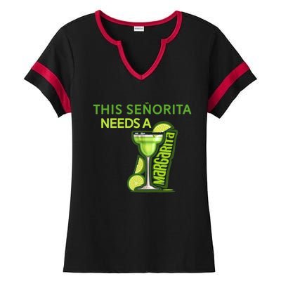 Señorita Needs A Margarita Cinco De Mayo Drinking Fiesta Ladies Halftime Notch Neck Tee