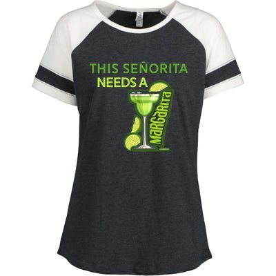 Señorita Needs A Margarita Cinco De Mayo Drinking Fiesta Enza Ladies Jersey Colorblock Tee