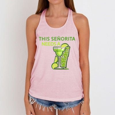 Señorita Needs A Margarita Cinco De Mayo Drinking Fiesta Women's Knotted Racerback Tank