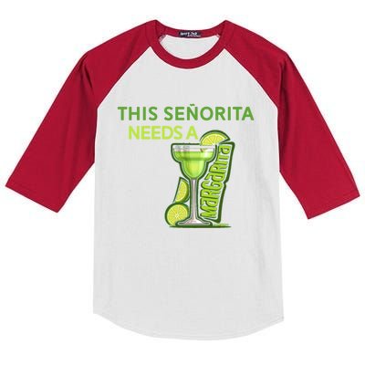 Señorita Needs A Margarita Cinco De Mayo Drinking Fiesta Kids Colorblock Raglan Jersey