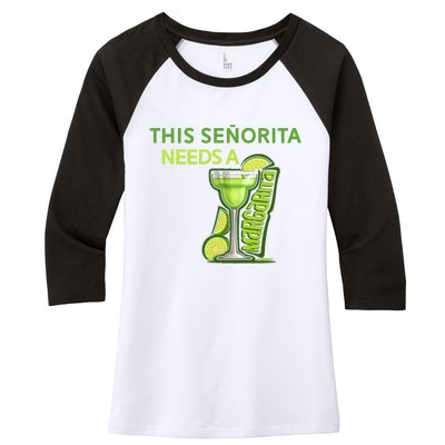 Señorita Needs A Margarita Cinco De Mayo Drinking Fiesta Women's Tri-Blend 3/4-Sleeve Raglan Shirt