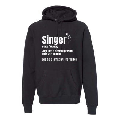 Singer Noun Artist Musician Vocalist Soloist Music Performer Premium Hoodie