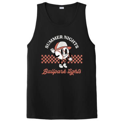 Summer Nights And Ballpark Lights Vintage Baseball Lover PosiCharge Competitor Tank