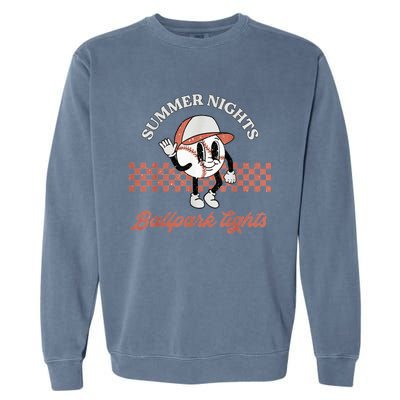 Summer Nights And Ballpark Lights Vintage Baseball Lover Garment-Dyed Sweatshirt