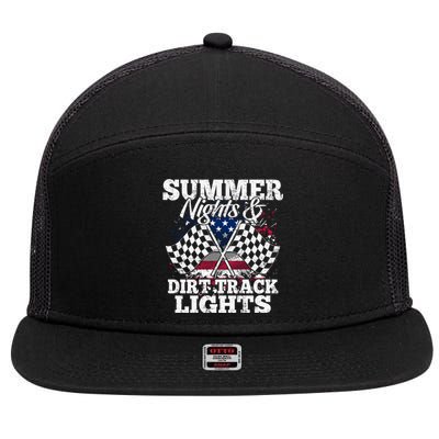 Summer Nights And Dirt Track Lights Racing Driver Funny Gift 7 Panel Mesh Trucker Snapback Hat