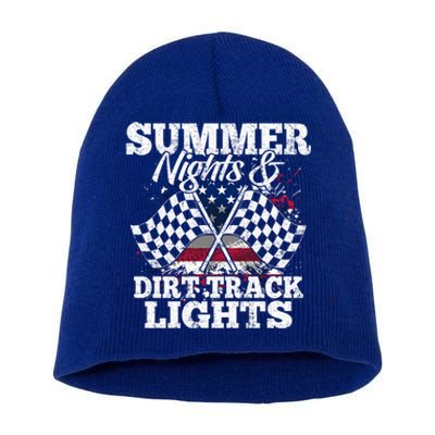 Summer Nights And Dirt Track Lights Racing Driver Funny Gift Short Acrylic Beanie