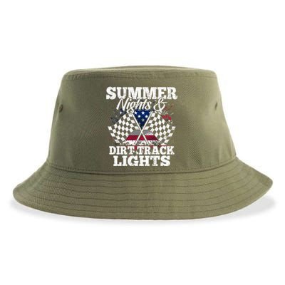 Summer Nights And Dirt Track Lights Racing Driver Funny Gift Sustainable Bucket Hat