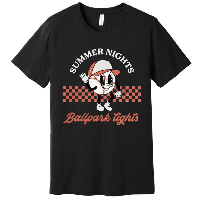 Summer Nights And Ballpark Lights funny Baseball Lover Premium T-Shirt