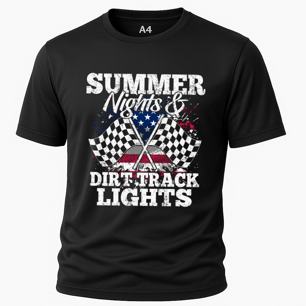 Summer Nights And Dirt Track Lights Racing Driver Funny Gift Cute Gift Cooling Performance Crew T-Shirt