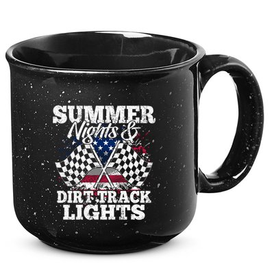 Summer Nights And Dirt Track Lights Racing Driver Funny Gift Cute Gift 15oz Campfire Ceramic Mug