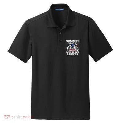 Summer Nights And Dirt Track Lights Racing Driver Funny Gift Cute Gift Dry Zone Grid Polo