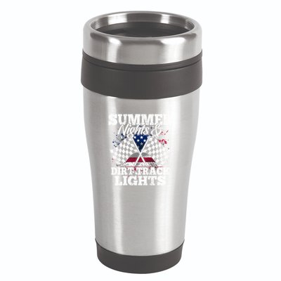 Summer Nights And Dirt Track Lights Racing Driver Funny Gift Cute Gift 16oz Travel Tumbler