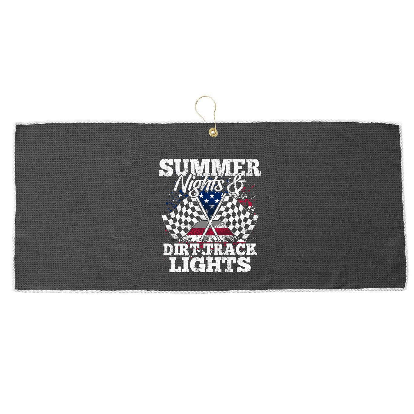 Summer Nights And Dirt Track Lights Racing Driver Funny Gift Cute Gift Large Microfiber Waffle Golf Towel