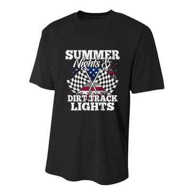 Summer Nights And Dirt Track Lights Racing Driver Funny Gift Cute Gift Youth Performance Sprint T-Shirt