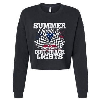 Summer Nights And Dirt Track Lights Racing Driver Funny Gift Cute Gift Cropped Pullover Crew