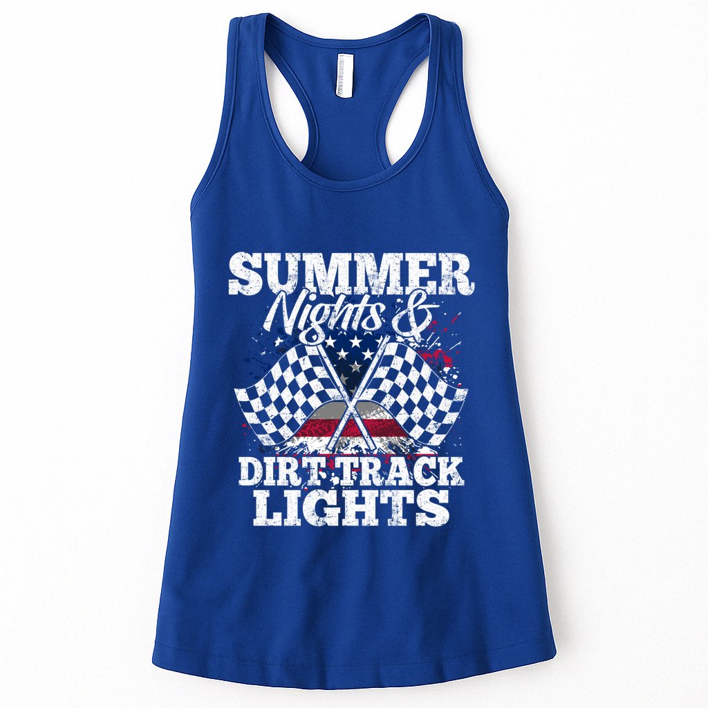 Summer Nights And Dirt Track Lights Racing Driver Funny Gift Cute Gift Womens Tank Top