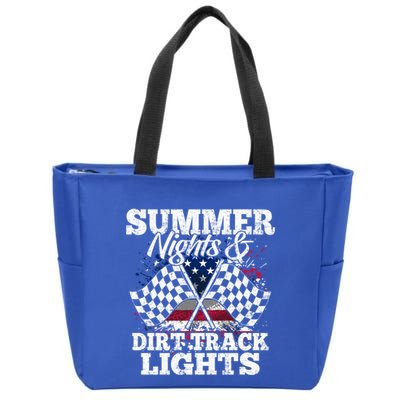 Summer Nights And Dirt Track Lights Racing Driver Funny Gift Cute Gift Zip Tote Bag