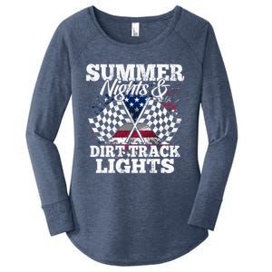 Summer Nights And Dirt Track Lights Racing Driver Funny Gift Cute Gift Women's Perfect Tri Tunic Long Sleeve Shirt