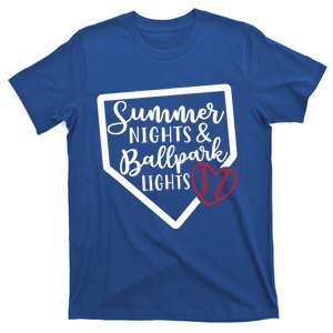 Summer Nights And Ballpark Lights Baseball Softball Funny Gift T-Shirt