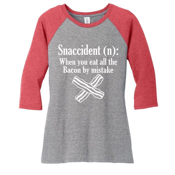 Snaccident Definition Bacon Women's Tri-Blend 3/4-Sleeve Raglan Shirt