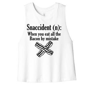 Snaccident Definition Bacon Women's Racerback Cropped Tank