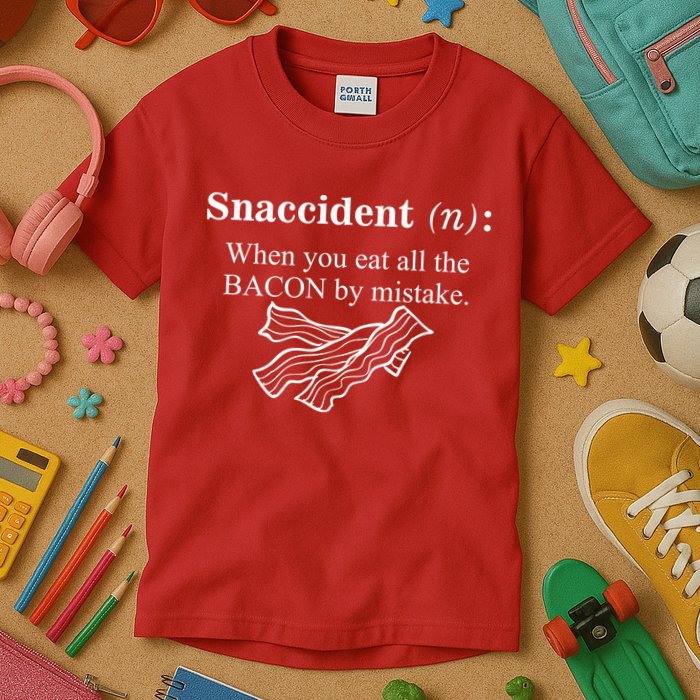 Snaccident Definition When You Eat All The Bacon Kids T-Shirt