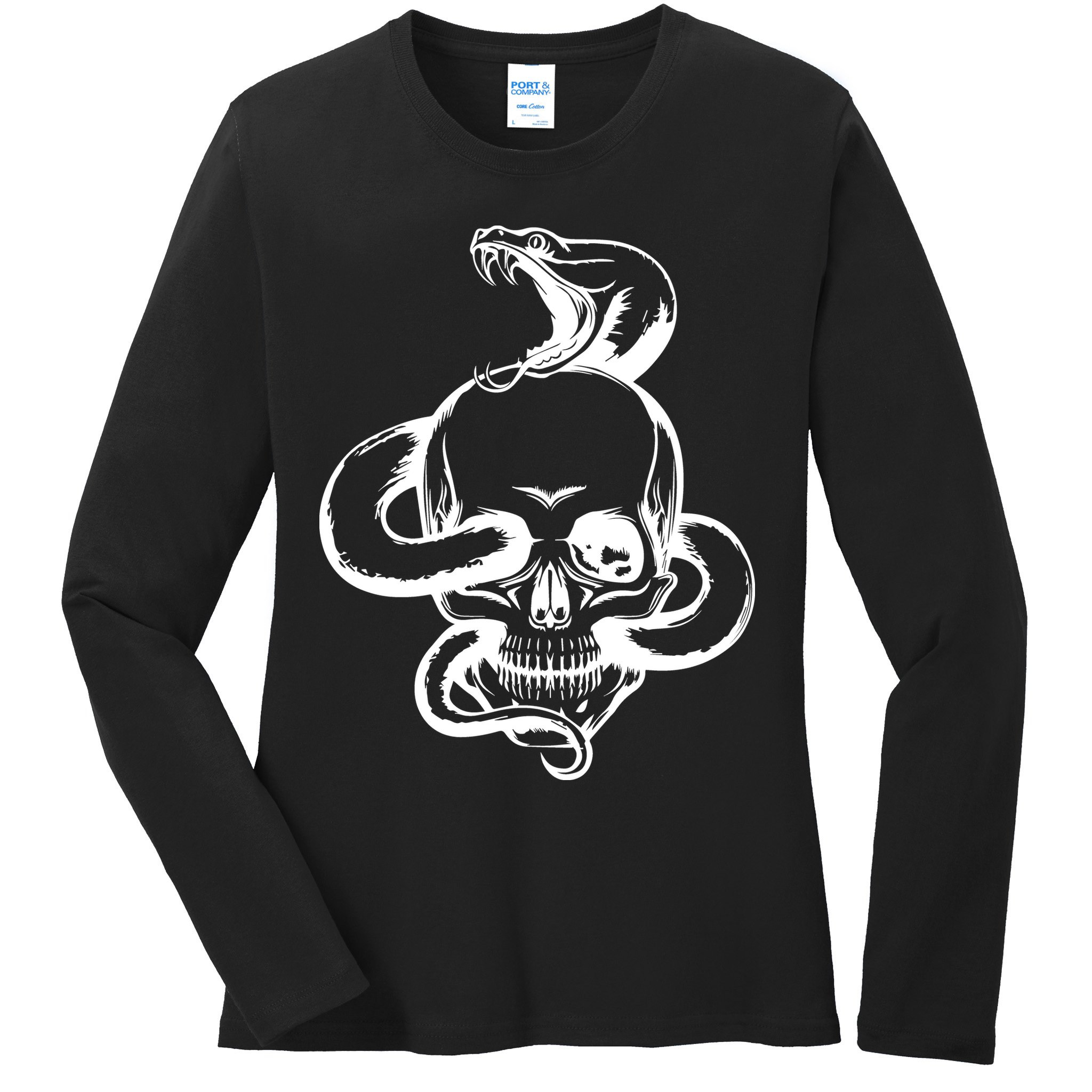 Snake Skull  Ladies Long Sleeve Shirt