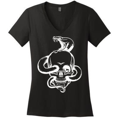 Snake Skull  Women's V-Neck T-Shirt