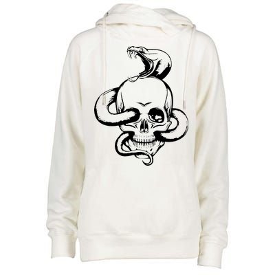 Snake Skull  Womens Funnel Neck Pullover Hood