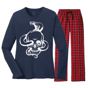 Snake Skull  Women's Long Sleeve Flannel Pajama Set 