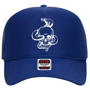 Snake Skull  High Crown Mesh Back Trucker Hat