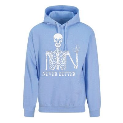 Skeleton Never Better Im Okay Skull Sarcastic Halloween Unisex Surf Hoodie