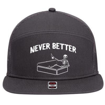 Skeleton Never Better 7 Panel Mesh Trucker Snapback Hat