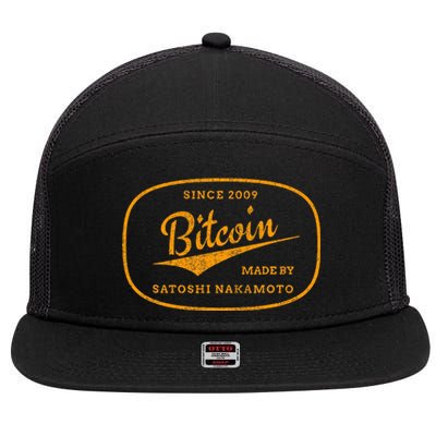 Satoshi Nakamoto Bitcoin Crypto 7 Panel Mesh Trucker Snapback Hat