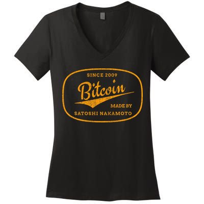 Satoshi Nakamoto Bitcoin Crypto Women's V-Neck T-Shirt