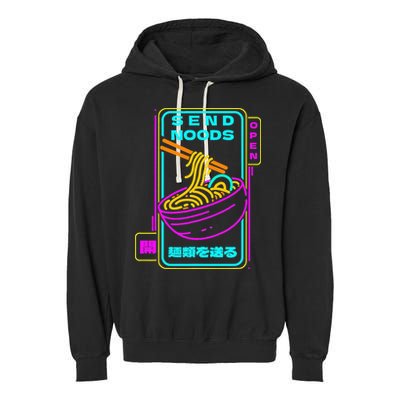Send Noodle Bowl Funny Ra Noods Anime Japan Neon Glow Tee Garment-Dyed Fleece Hoodie