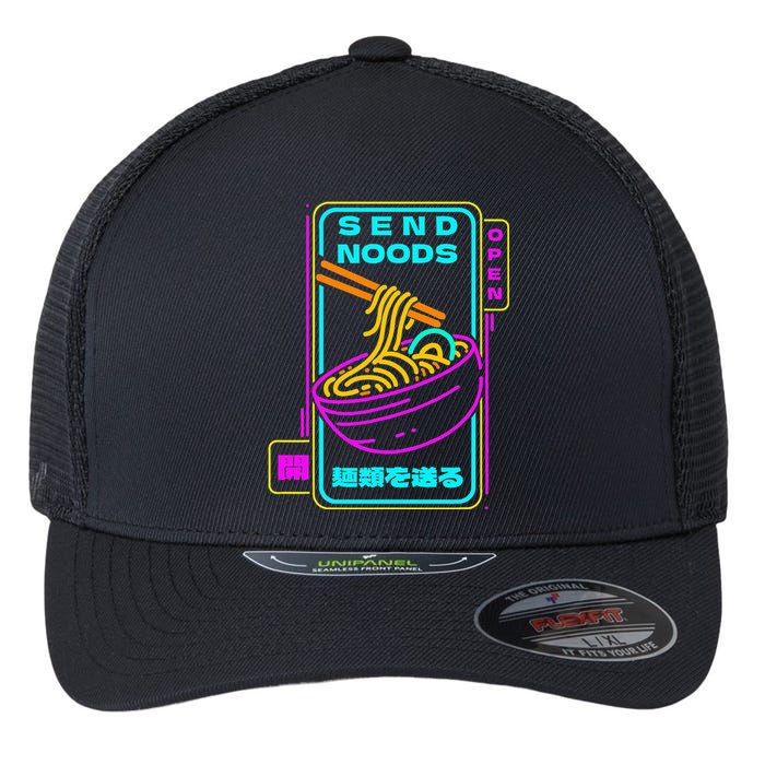 Send Noodle Bowl Funny Ra Noods Anime Japan Neon Glow Tee Flexfit Unipanel Trucker Cap