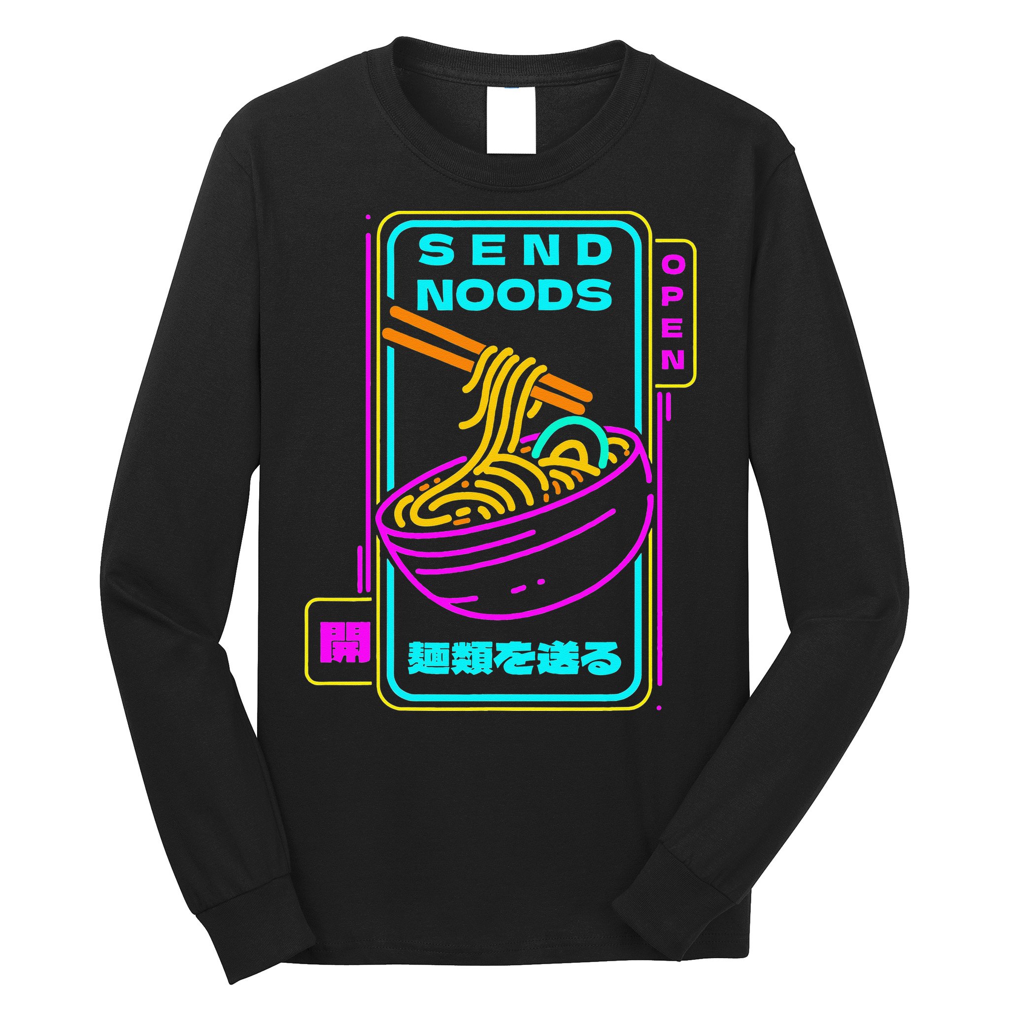 Send Noodle Bowl Funny Ra Noods Anime Japan Neon Glow Tee Long Sleeve Shirt