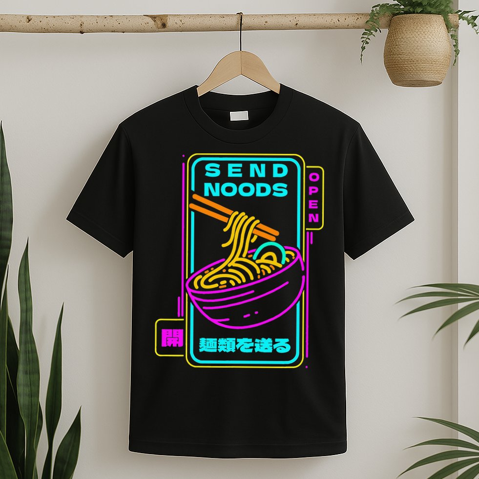 Send Noodle Bowl Funny Ra Noods Anime Japan Neon Glow Tee T-Shirt