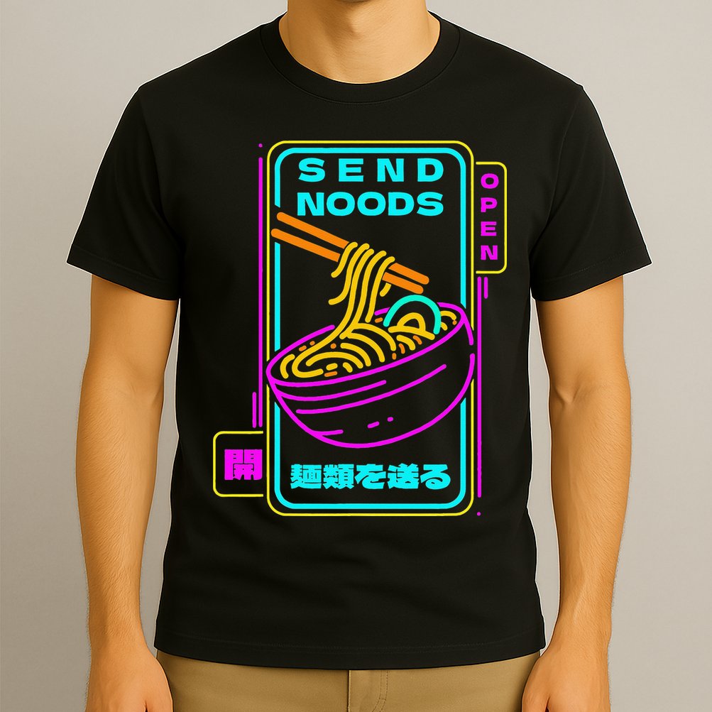 Send Noodle Bowl Funny Ra Noods Anime Japan Neon Glow Tee T-Shirt