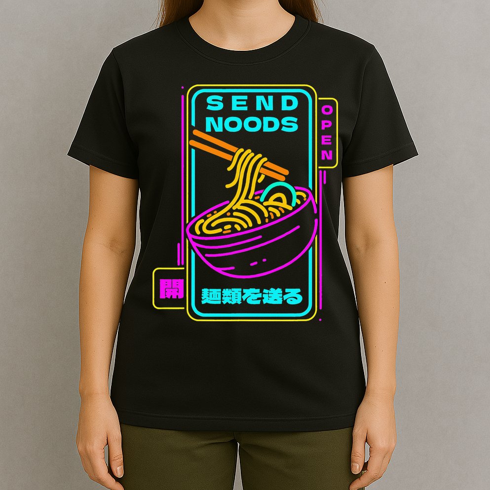 Send Noodle Bowl Funny Ra Noods Anime Japan Neon Glow Tee T-Shirt