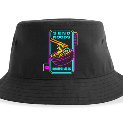 Send Noodle Bowl Funny Ra Noods Anime Japan Neon Glow Tee Sustainable Bucket Hat