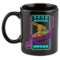 Send Noodle Bowl Funny Ra Noods Anime Japan Neon Glow Tee 11oz C Handle Ceramic Mug