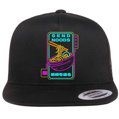 Send Noodle Bowl Funny Ra Noods Anime Japan Neon Glow Tee Flat Bill Trucker Hat