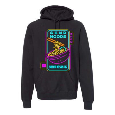 Send Noodle Bowl Funny Ra Noods Anime Japan Neon Glow Tee Premium Hoodie