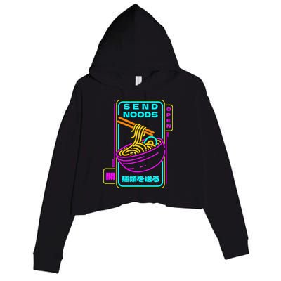 Send Noodle Bowl Funny Ra Noods Anime Japan Neon Glow Tee Crop Fleece Hoodie