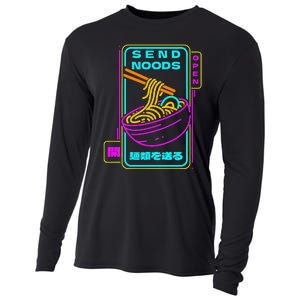 Send Noodle Bowl Funny Ra Noods Anime Japan Neon Glow Tee Cooling Performance Long Sleeve Crew