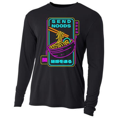 Send Noodle Bowl Funny Ra Noods Anime Japan Neon Glow Tee Cooling Performance Long Sleeve Crew