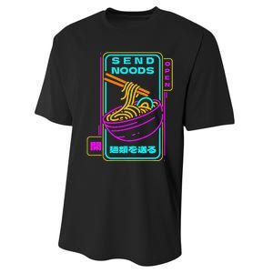 Send Noodle Bowl Funny Ra Noods Anime Japan Neon Glow Tee Performance Sprint T-Shirt